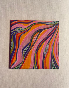 "Pink Plant" Hand Painted 3 x 3" magnet