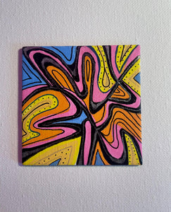 "Crazy" Hand Painted 3 x 3" magnet