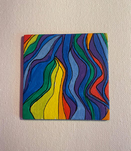 "Rainbow Wave" Hand Painted 3 x 3" magnet