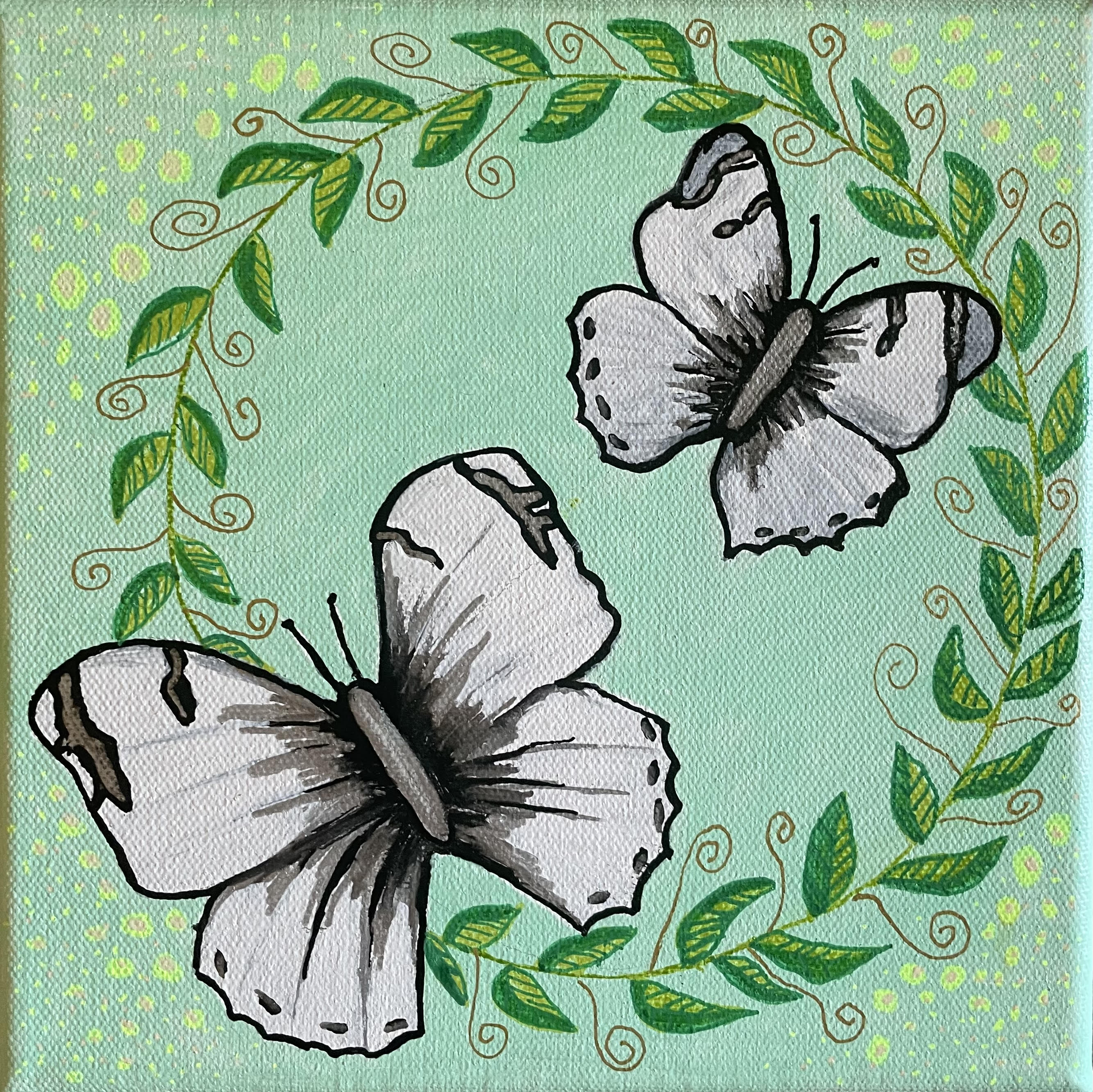 8 x 8 White Butterflies